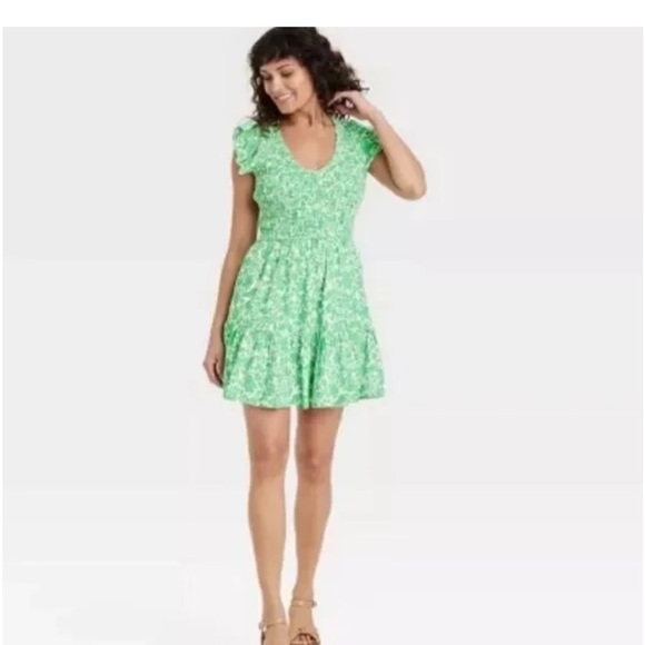 Universal Thread Green and White Floral Mini Dress - Picture 2 of 9